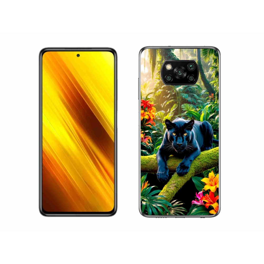 Gelový kryt mmCase na Xiaomi Poco X3 - černý panter v džungli