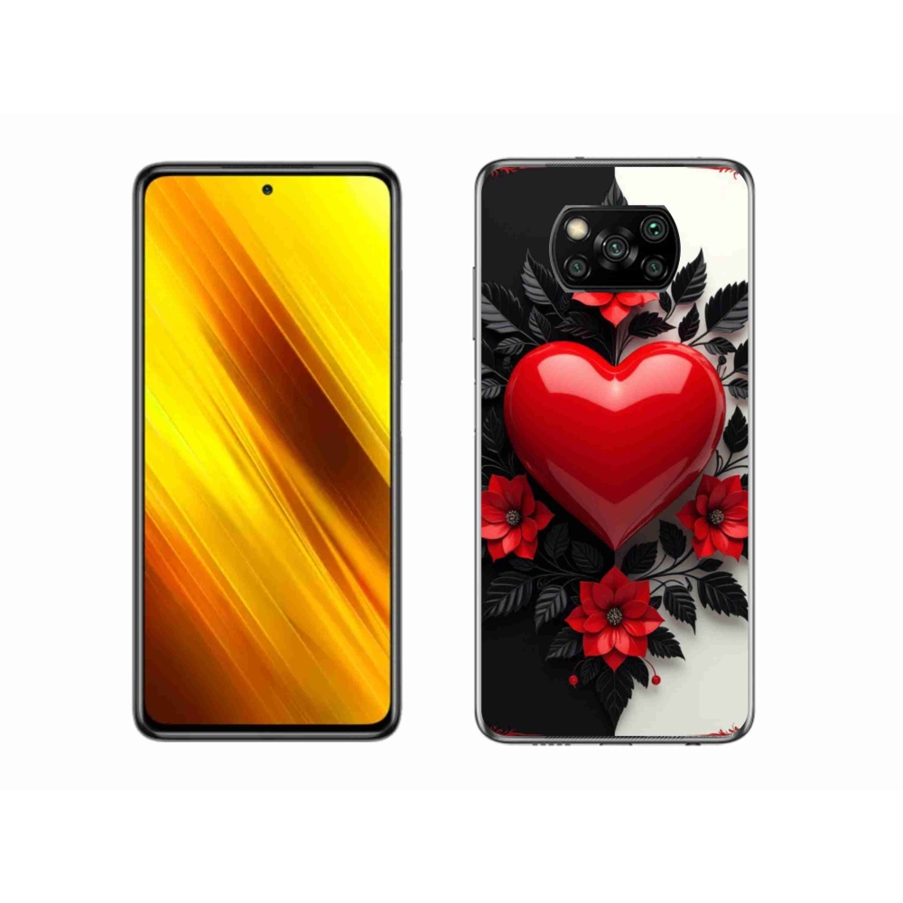 Gelový kryt mmCase na Xiaomi Poco X3 - červené srdce
