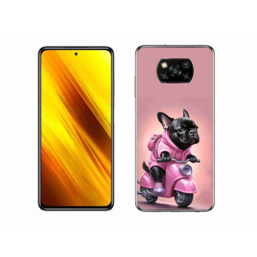 Gelový kryt mmCase na Xiaomi Poco X3 - francouzský buldoček na skútru