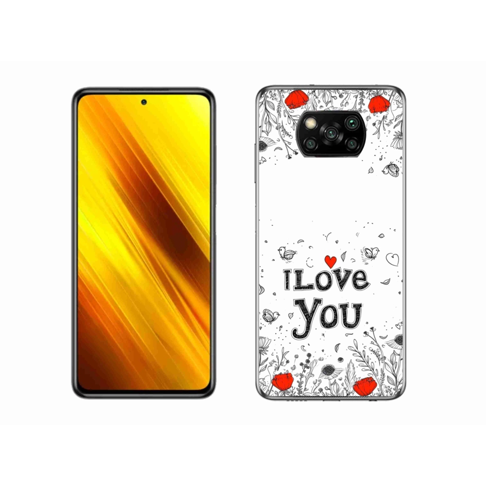 Gelový kryt mmCase na Xiaomi Poco X3 - I love you bílé pozadí