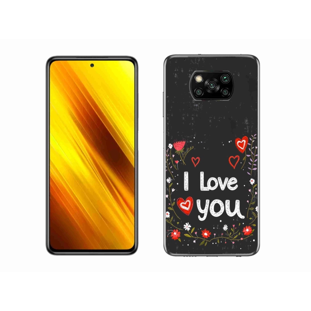 Gelový kryt mmCase na Xiaomi Poco X3 - I love you černé pozadí