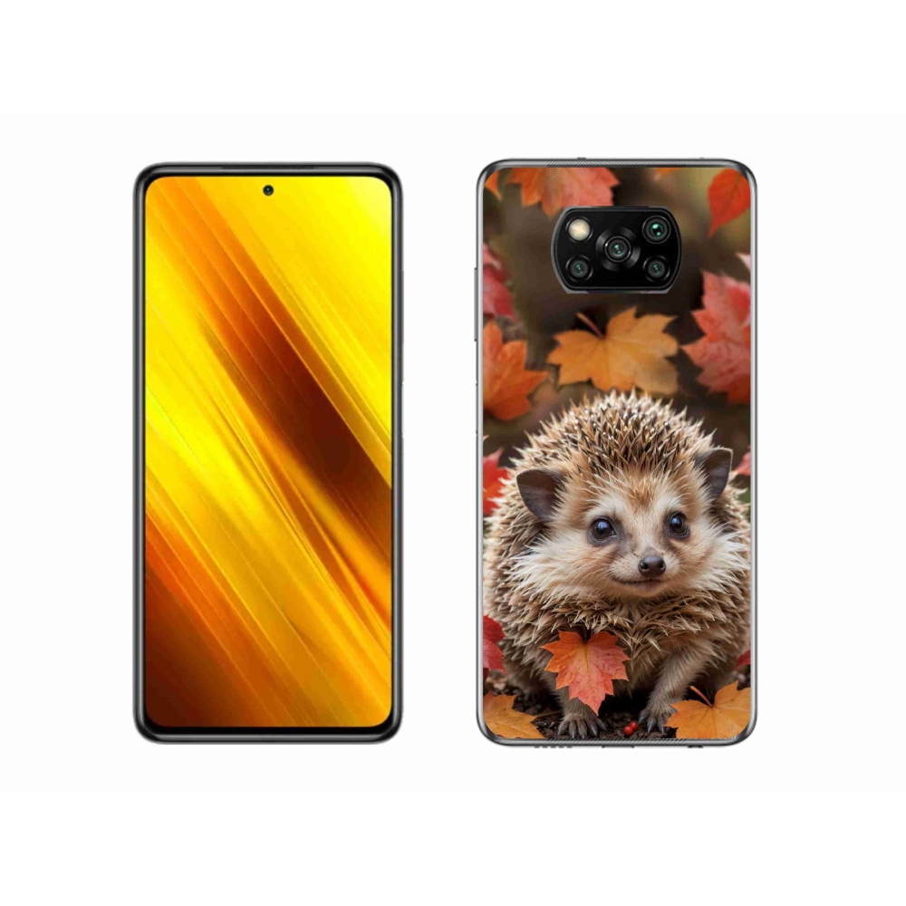 Gelový kryt mmCase na Xiaomi Poco X3 - ježek v listí