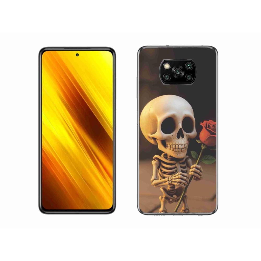 Gelový kryt mmCase na Xiaomi Poco X3 - kostlivec s růží