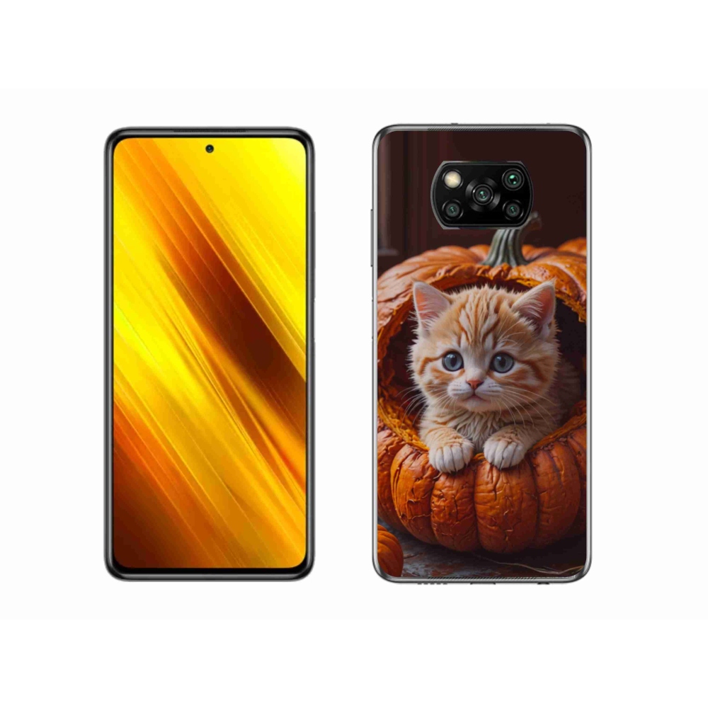 Gelový kryt mmCase na Xiaomi Poco X3 - kotě a dýně 2