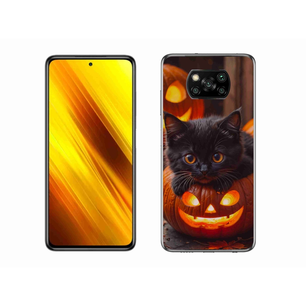 Gelový kryt mmCase na Xiaomi Poco X3 - kotě a dýně