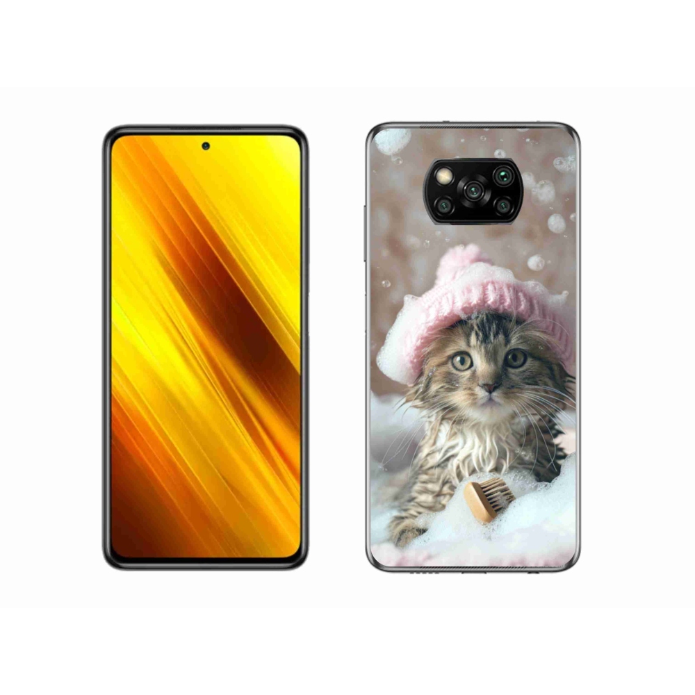 Gelový kryt mmCase na Xiaomi Poco X3 - kotě a koupel