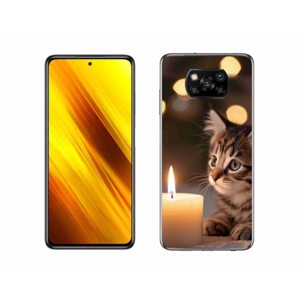 Gelový kryt mmCase na Xiaomi Poco X3 - kotě a svíčka