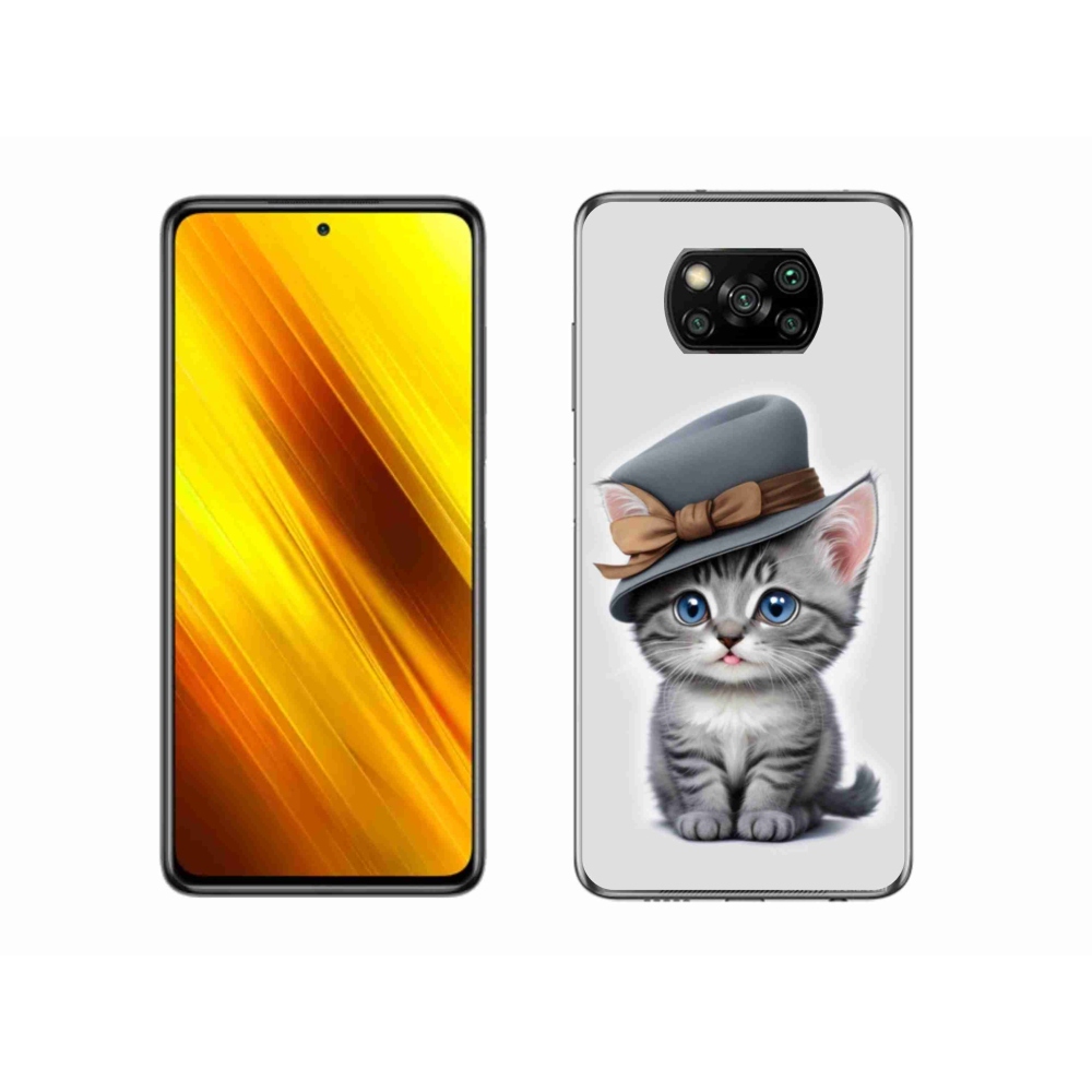 Gelový kryt mmCase na Xiaomi Poco X3 - kotě s kloboukem
