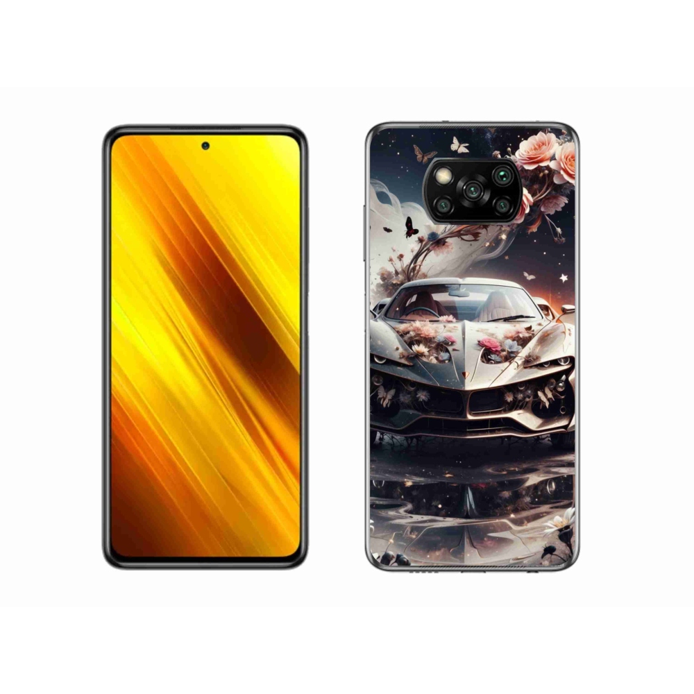 Gelový kryt mmCase na Xiaomi Poco X3 - květinový sportovní vůz