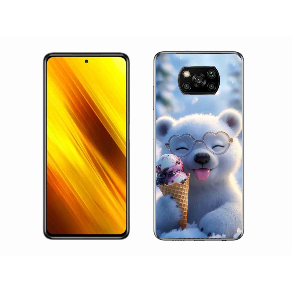 Gelový kryt mmCase na Xiaomi Poco X3 - medvídek se zmrzlinou