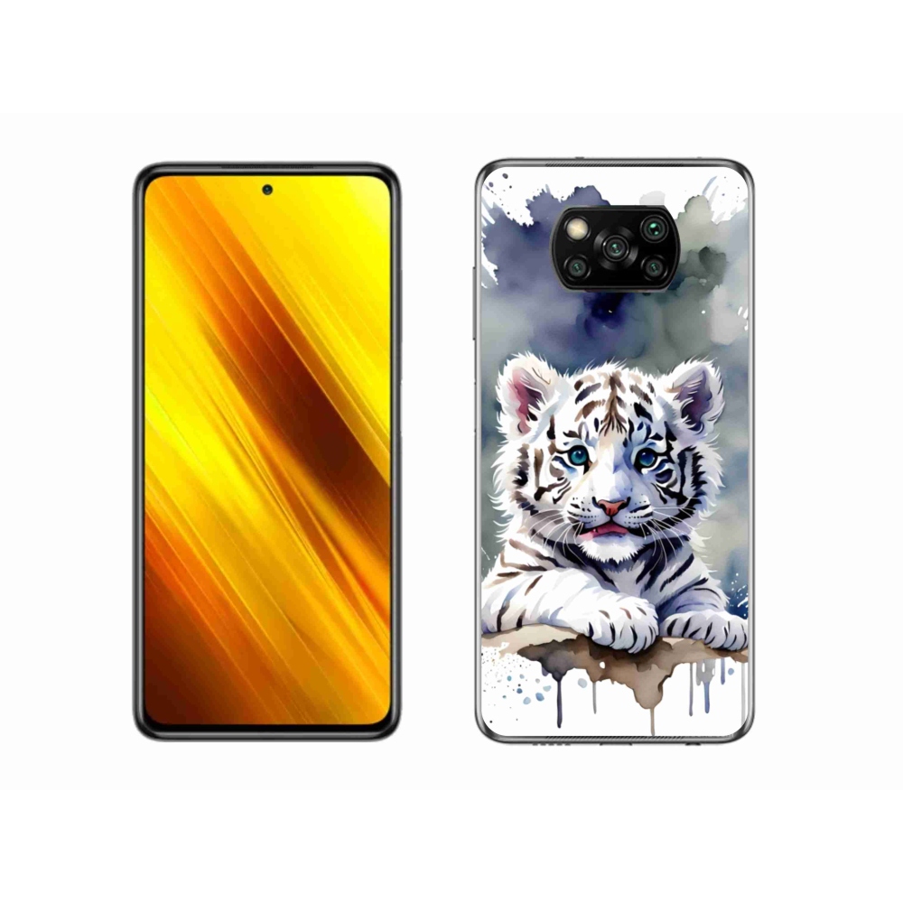 Gelový kryt mmCase na Xiaomi Poco X3 - mládě bílého tygra