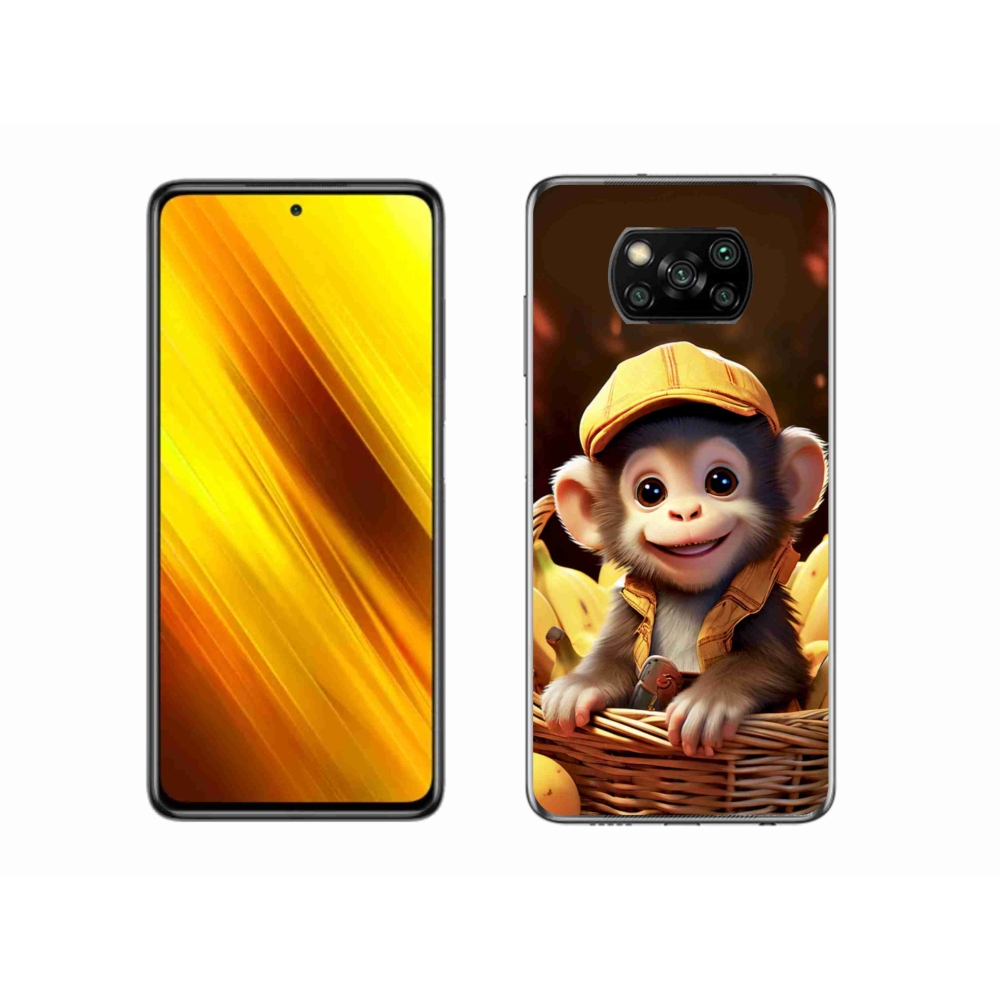 Gelový kryt mmCase na Xiaomi Poco X3 - opice v košíku