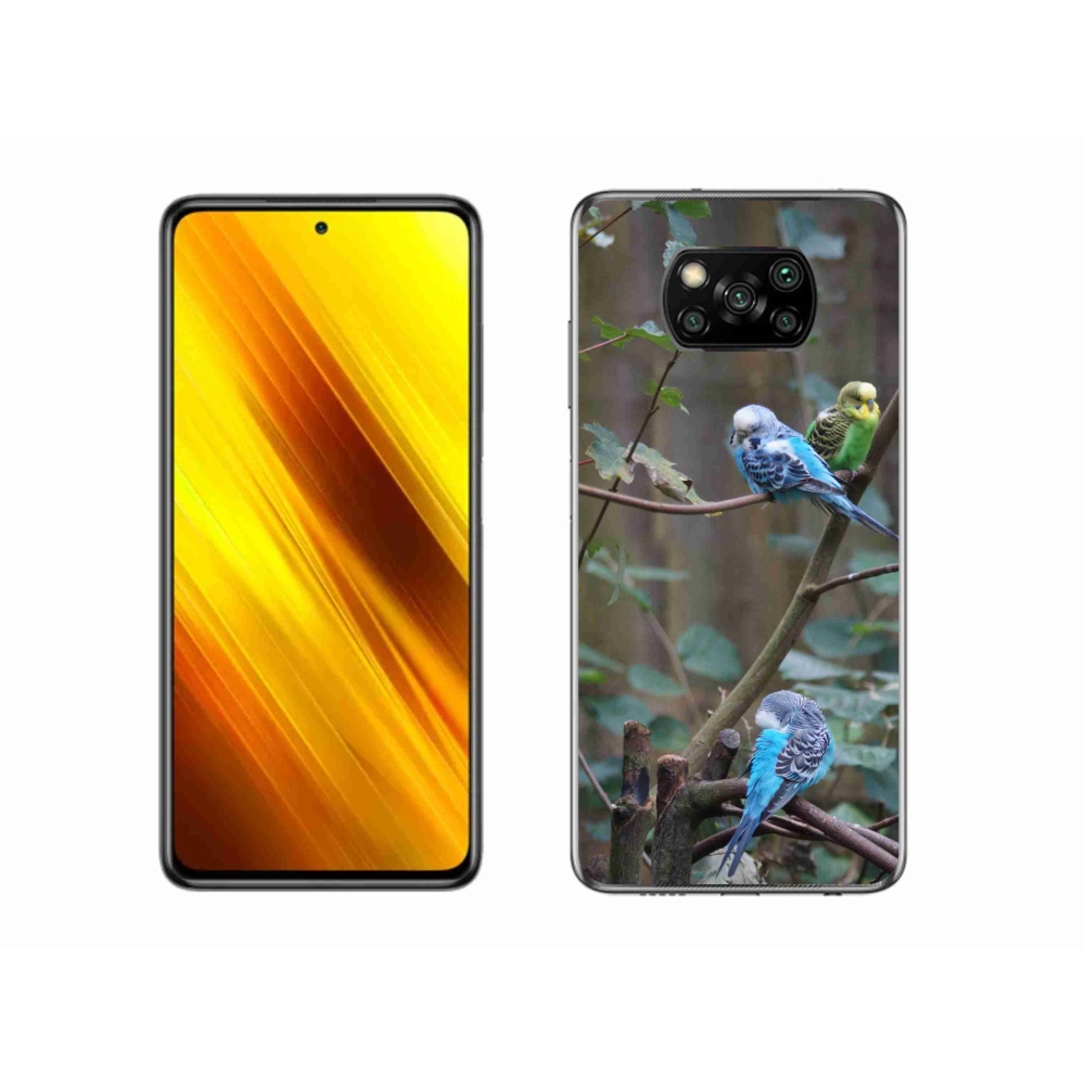Gelový kryt mmCase na Xiaomi Poco X3 - papoušci na větvi