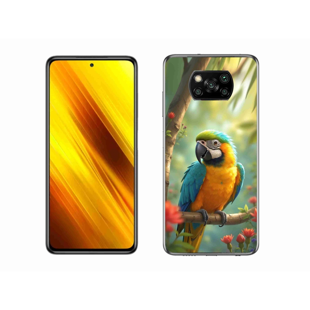 Gelový kryt mmCase na Xiaomi Poco X3 - papoušek ara modrožlutá