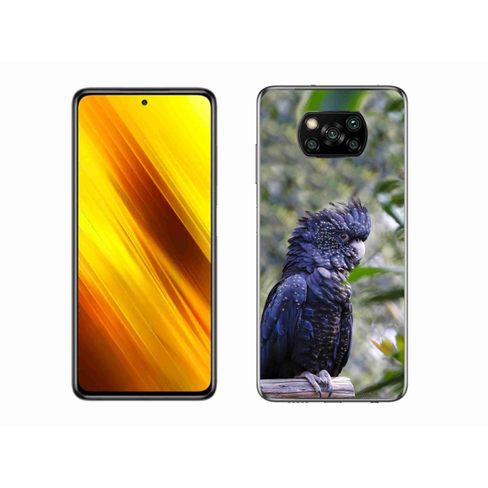 Gelový kryt mmCase na Xiaomi Poco X3 - papoušek kakadu černý
