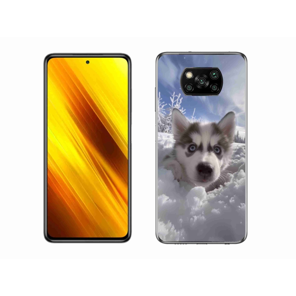 Gelový kryt mmCase na Xiaomi Poco X3 Pro - husky ve sněhu