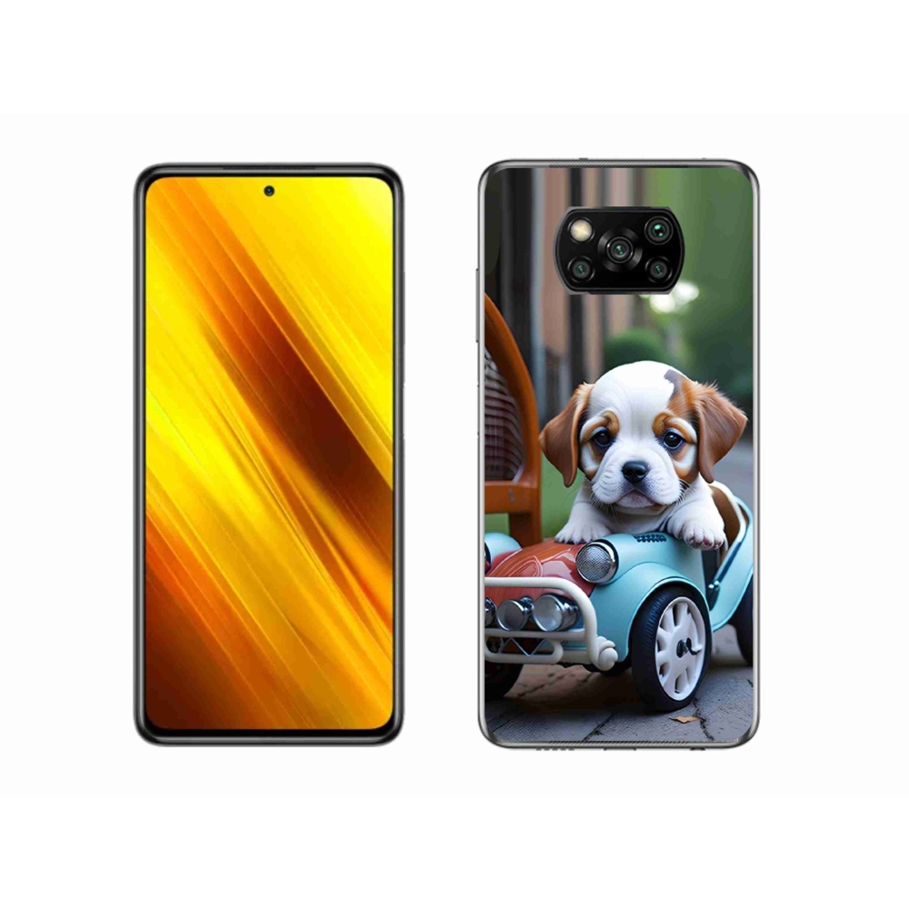 Gelový kryt mmCase na Xiaomi Poco X3 Pro - štěně v retro autě