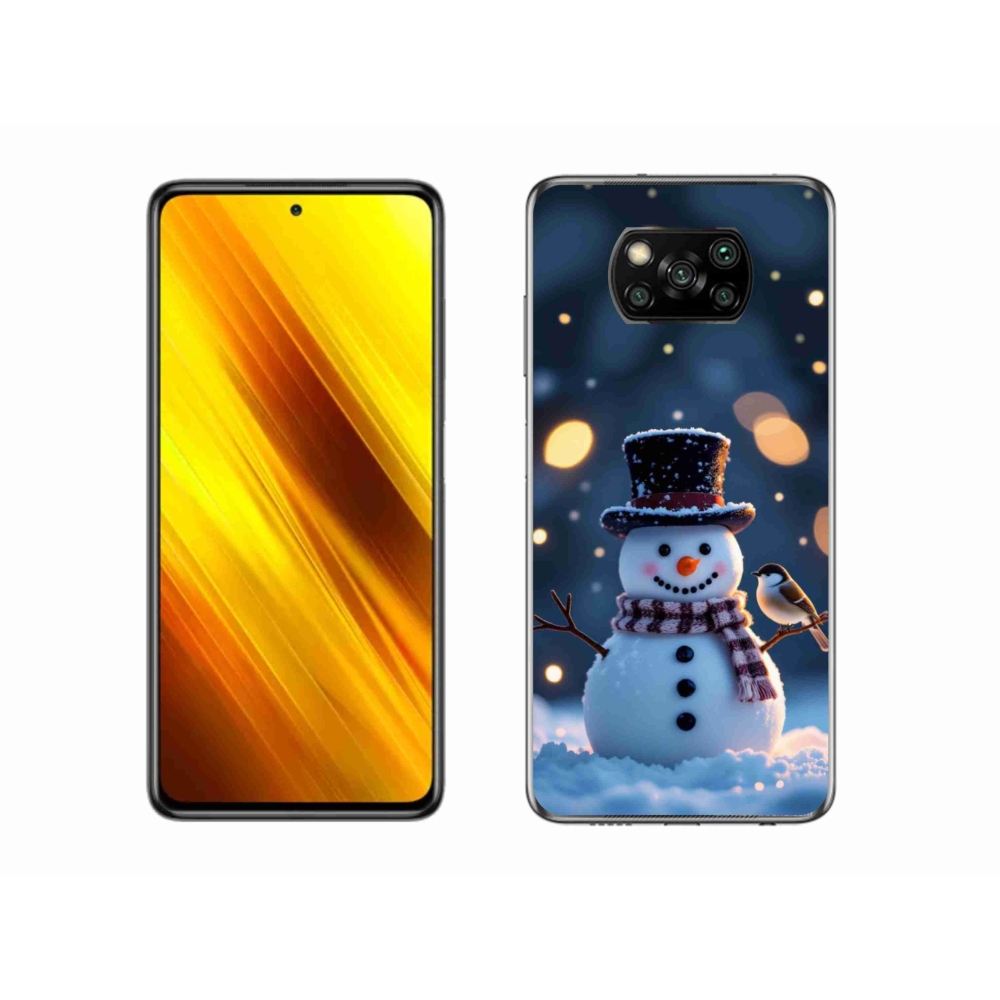 Gelový kryt mmCase na Xiaomi Poco X3 - vánoční sněhulák