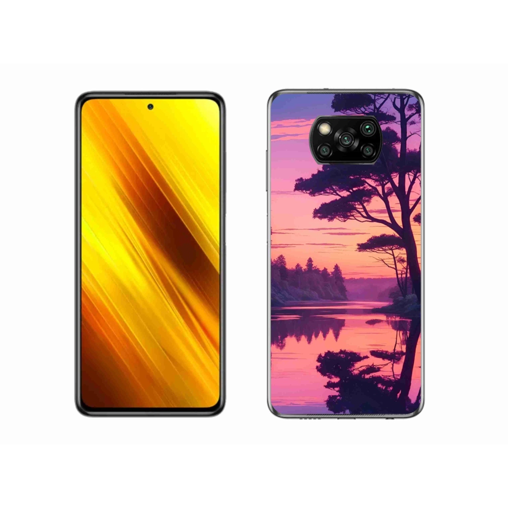 Gelový kryt mmCase na Xiaomi Poco X3 - západ slunce nad jezerem