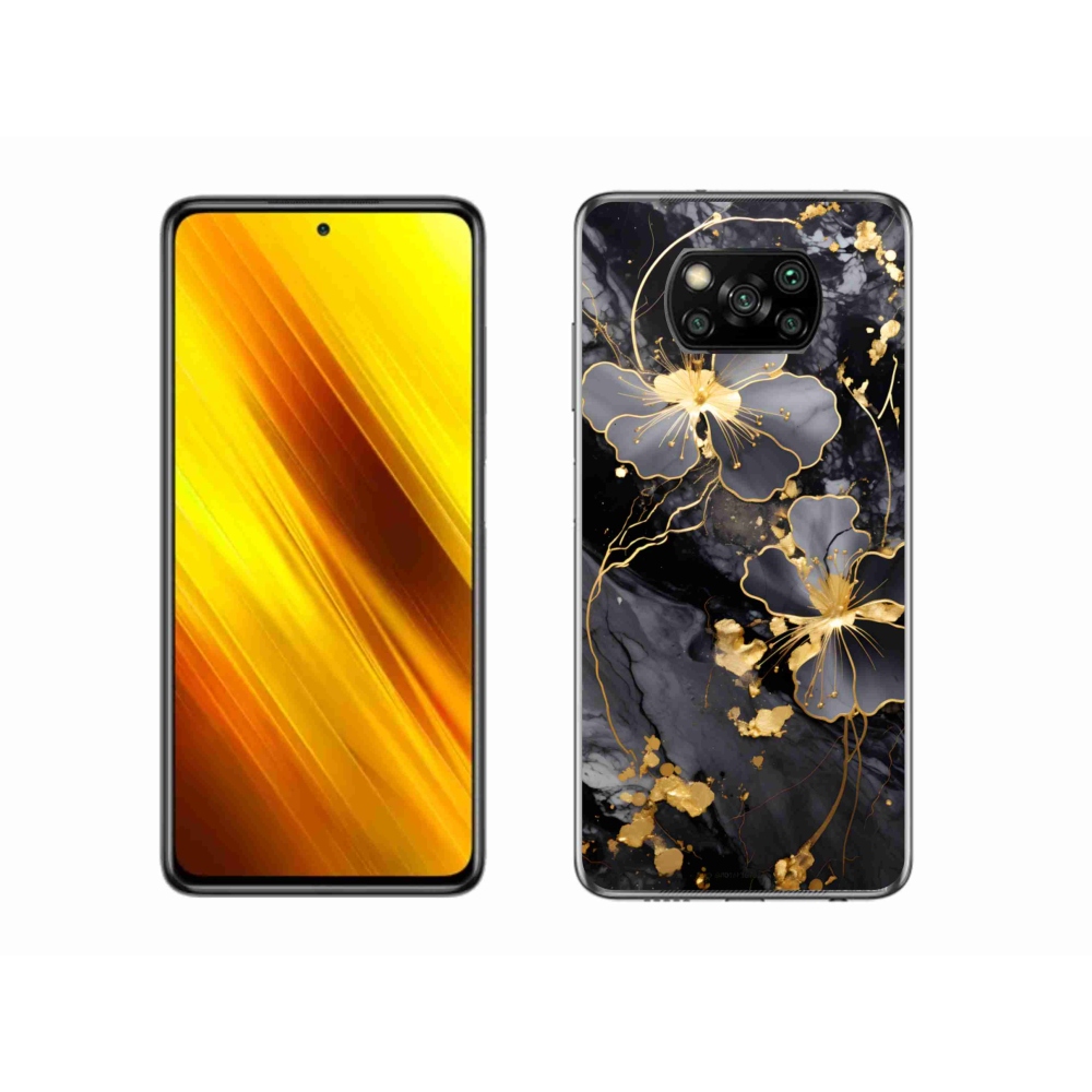 Gelový kryt mmCase na Xiaomi Poco X3 - zlaté květy