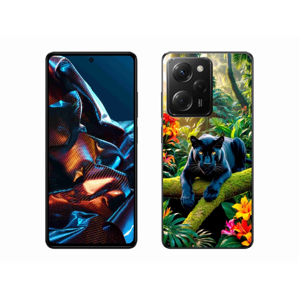 Gelový kryt mmCase na Xiaomi Poco X5 Pro 5G - černý panter v džungli