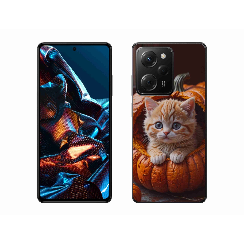 Gelový kryt mmCase na Xiaomi Poco X5 Pro 5G - kotě a dýně 2