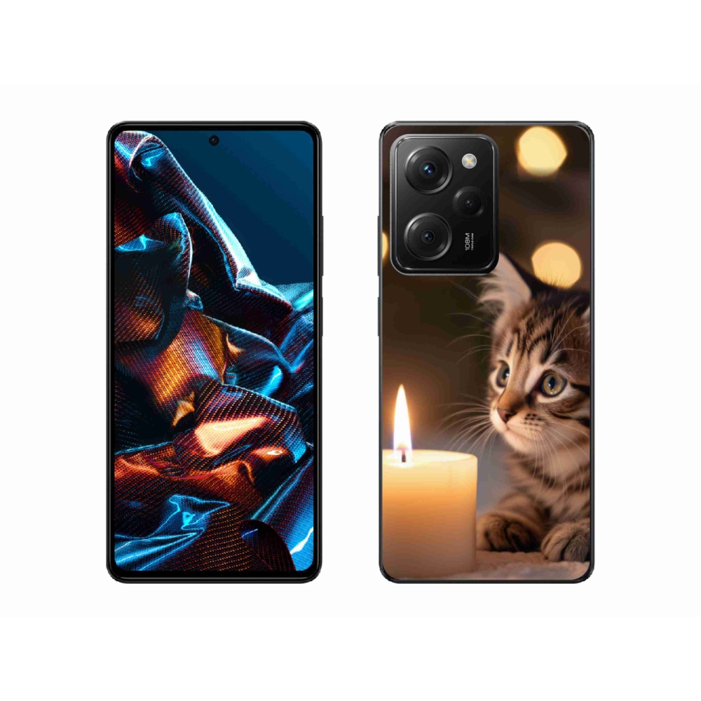Gelový kryt mmCase na Xiaomi Poco X5 Pro 5G - kotě a svíčka