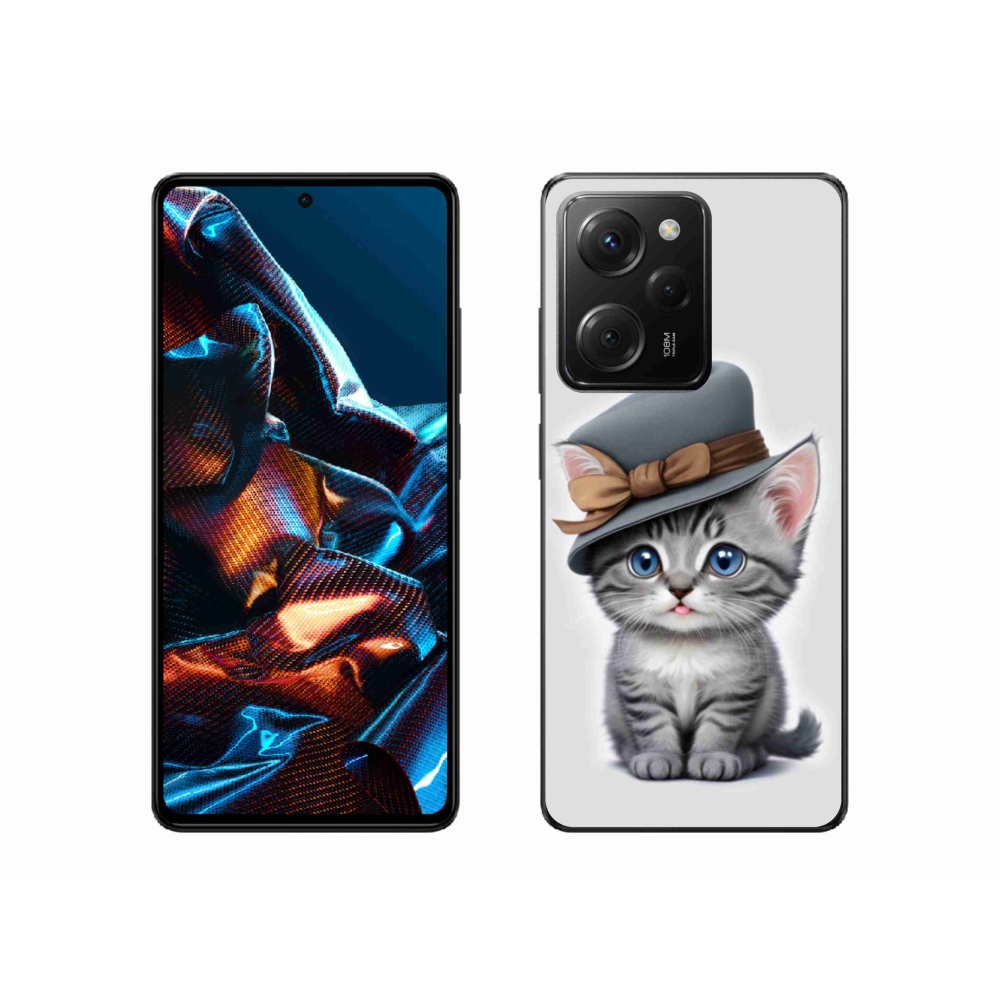 Gelový kryt mmCase na Xiaomi Poco X5 Pro 5G - kotě s kloboukem