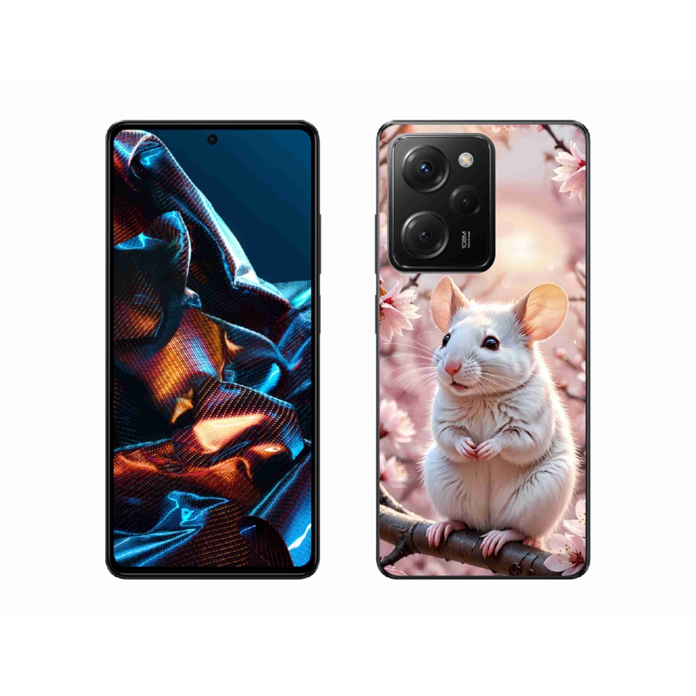 Gelový kryt mmCase na Xiaomi Poco X5 Pro - bílá myš na větvi
