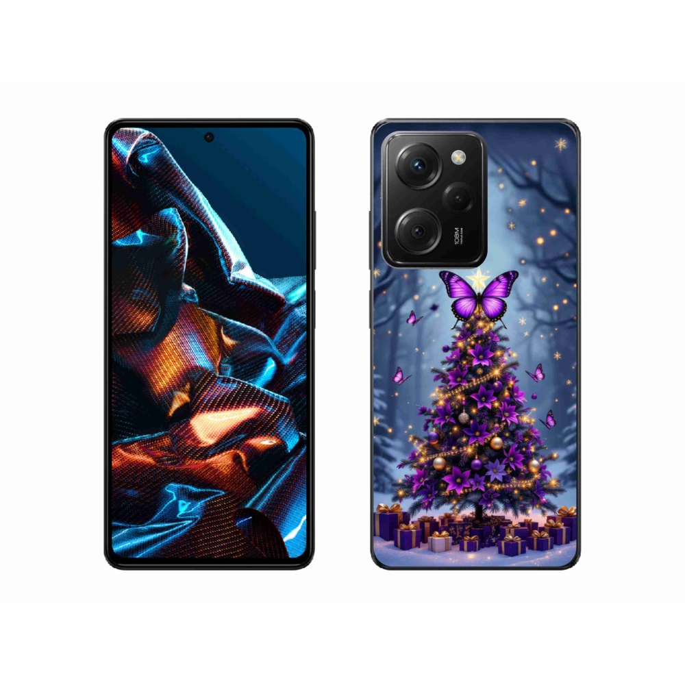Gelový kryt mmCase na Xiaomi Poco X5 Pro - motýlí vánoční stromek