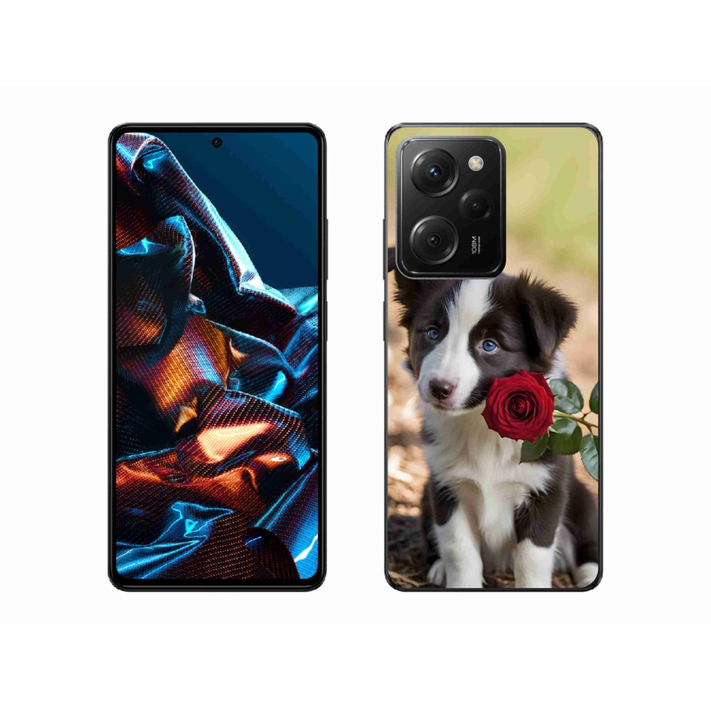 Gelový kryt mmCase na Xiaomi Poco X5 Pro - roztomilá border kolie s růží