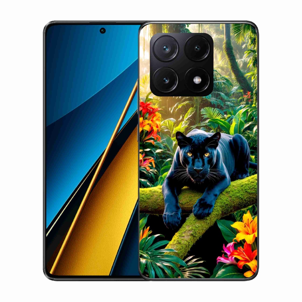 Gelový kryt mmCase na Xiaomi Poco X6 Pro 5G - černý panter v džungli