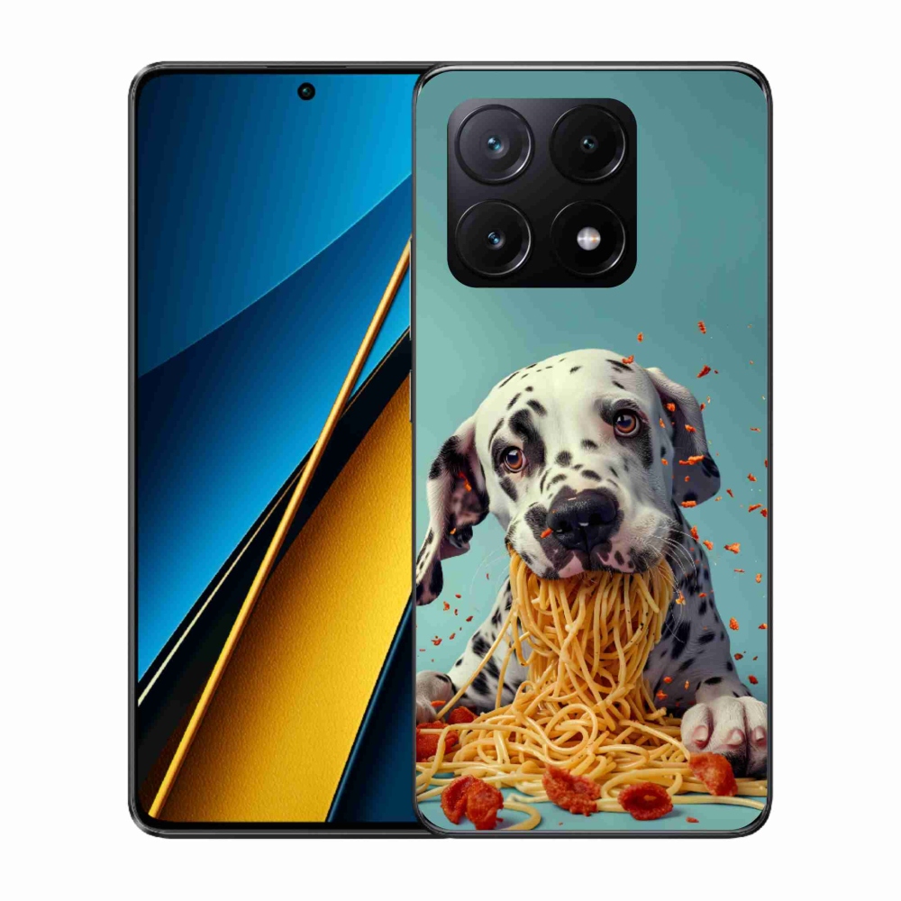 Gelový kryt mmCase na Xiaomi Poco X6 Pro 5G - dalmatin a špagety