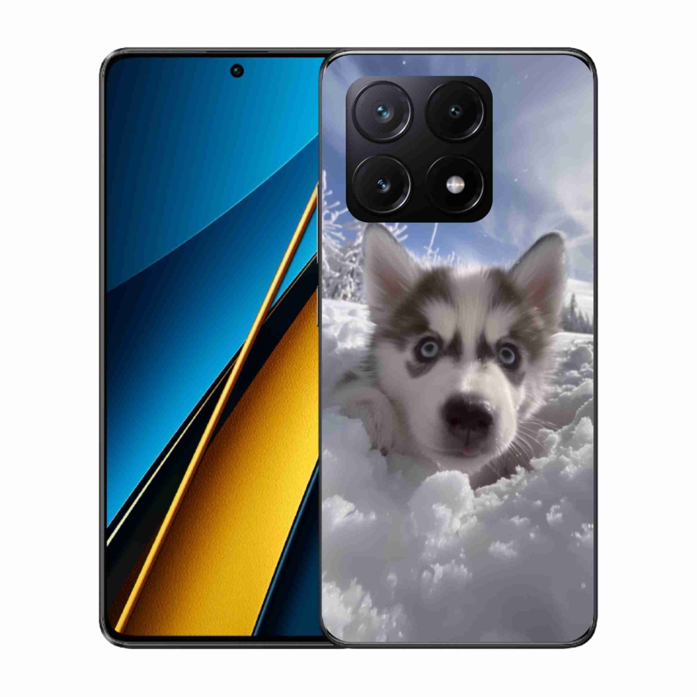 Gelový kryt mmCase na Xiaomi Poco X6 Pro 5G - husky ve sněhu