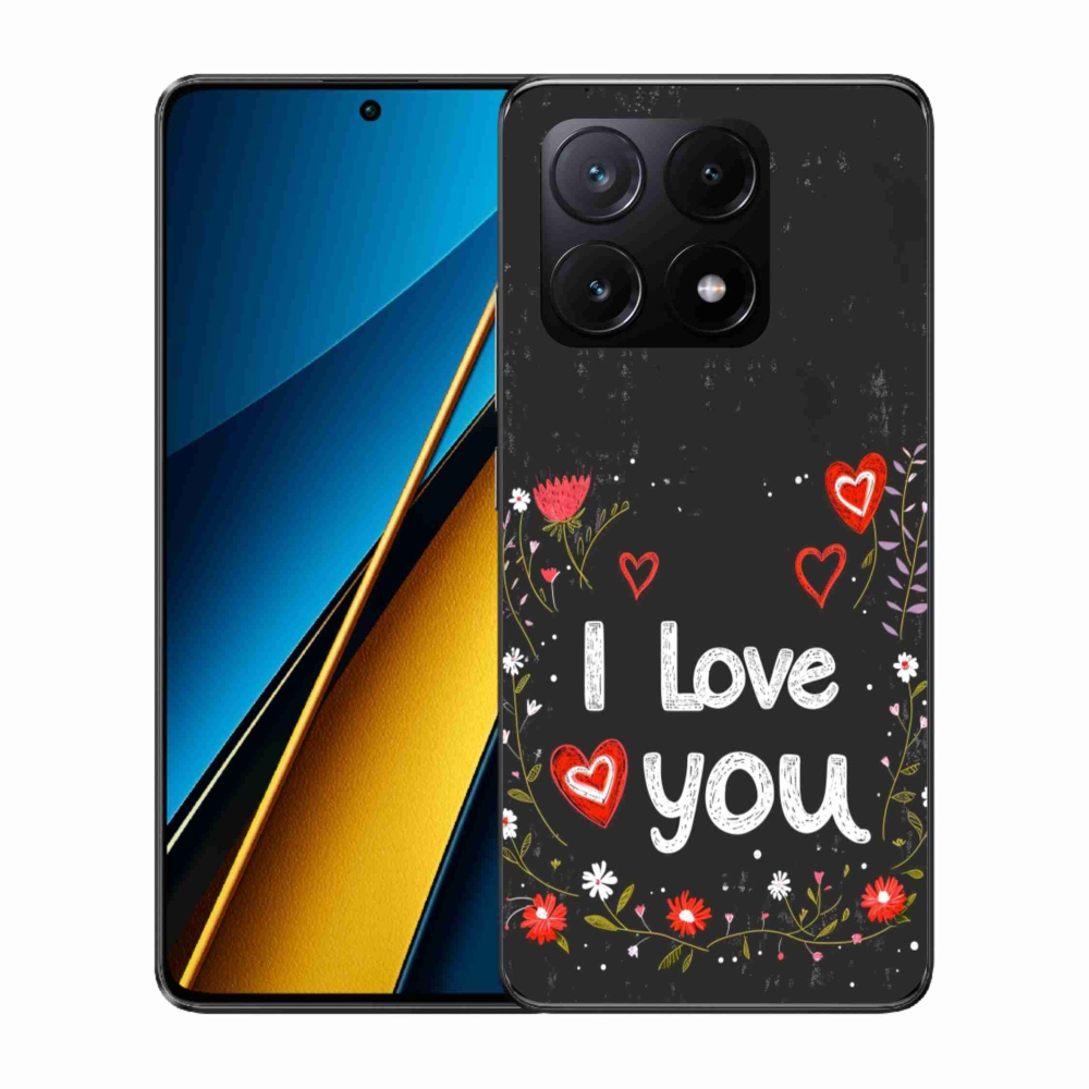 Gelový kryt mmCase na Xiaomi Poco X6 Pro 5G - I love you černé pozadí