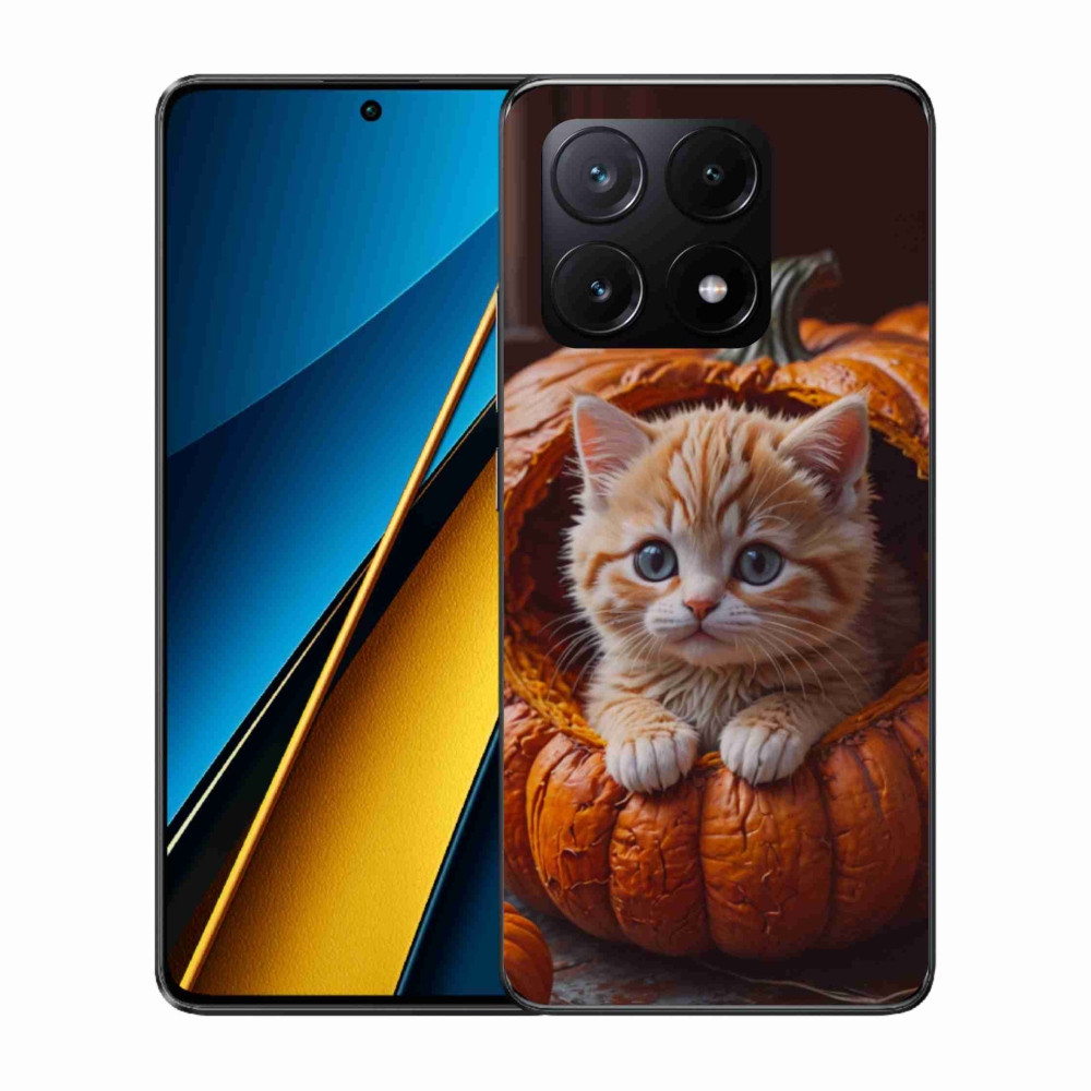 Gelový kryt mmCase na Xiaomi Poco X6 Pro 5G - kotě a dýně 2