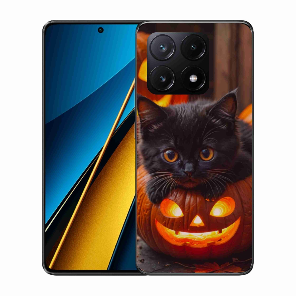Gelový kryt mmCase na Xiaomi Poco X6 Pro 5G - kotě a dýně