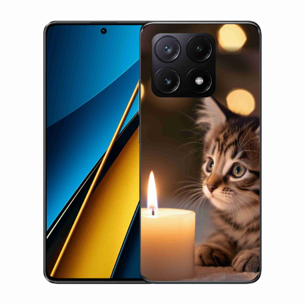Gelový kryt mmCase na Xiaomi Poco X6 Pro 5G - kotě a svíčka