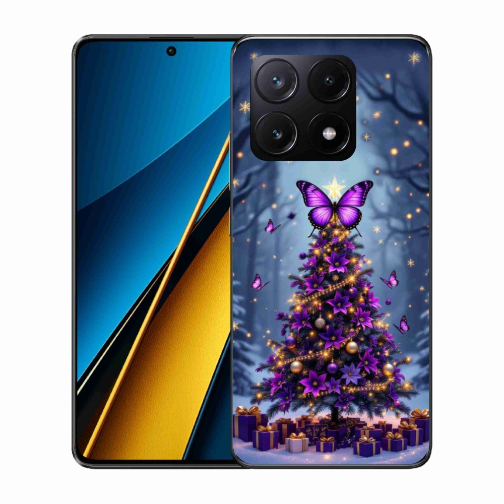Gelový kryt mmCase na Xiaomi Poco X6 Pro 5G - motýlí vánoční stromek