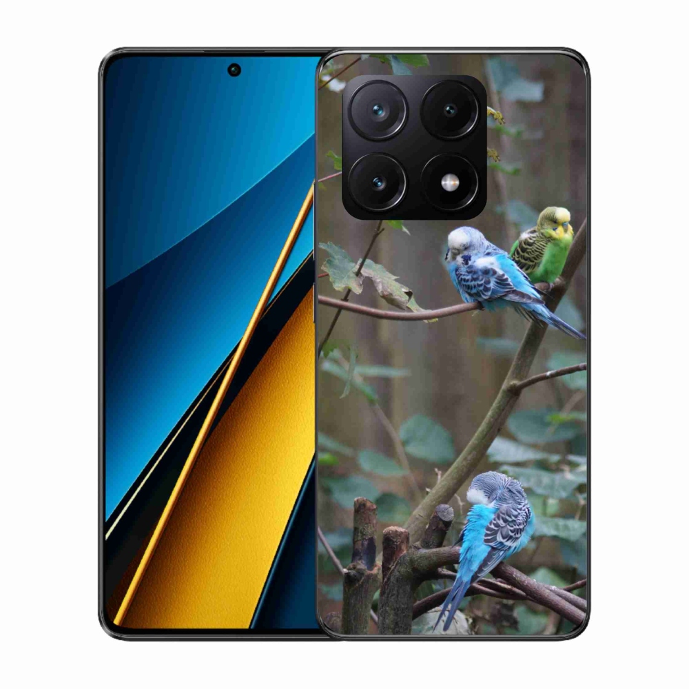 Gelový kryt mmCase na Xiaomi Poco X6 Pro 5G - papoušci na větvi