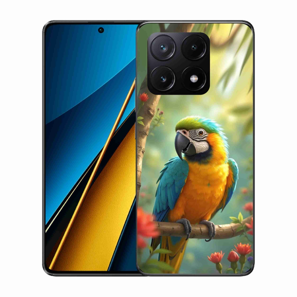 Gelový kryt mmCase na Xiaomi Poco X6 Pro 5G - papoušek ara modrožlutá