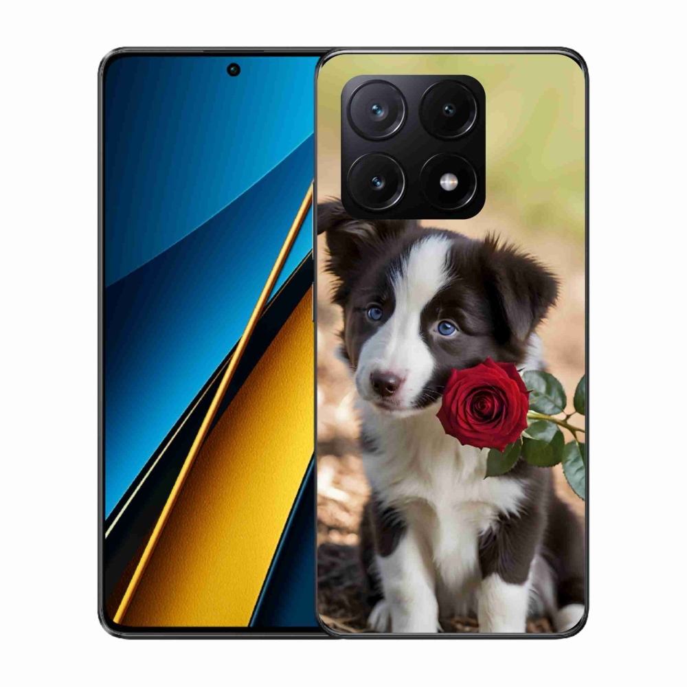 Gelový kryt mmCase na Xiaomi Poco X6 Pro 5G - roztomilá border kolie s růží