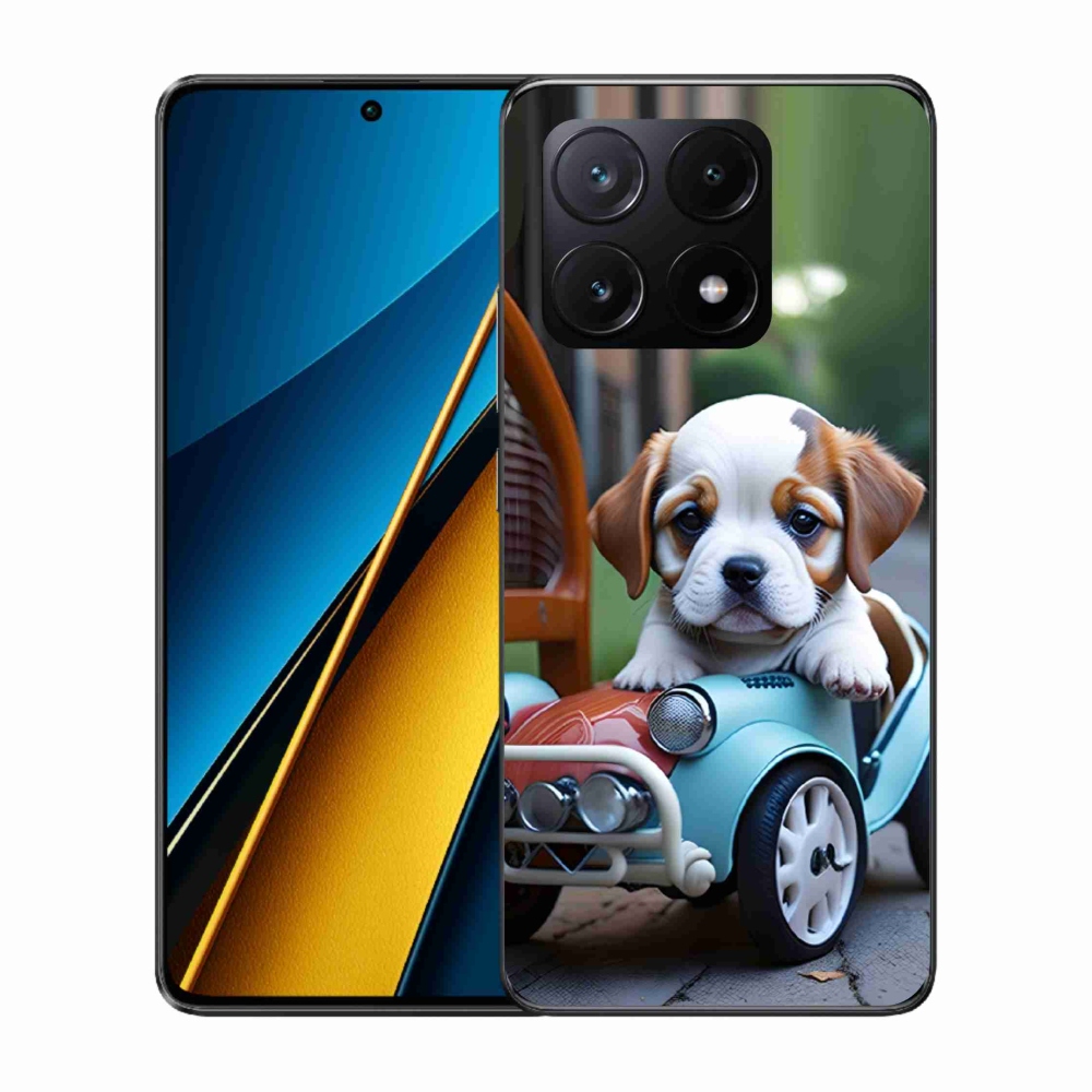 Gelový kryt mmCase na Xiaomi Poco X6 Pro 5G - štěně v retro autě