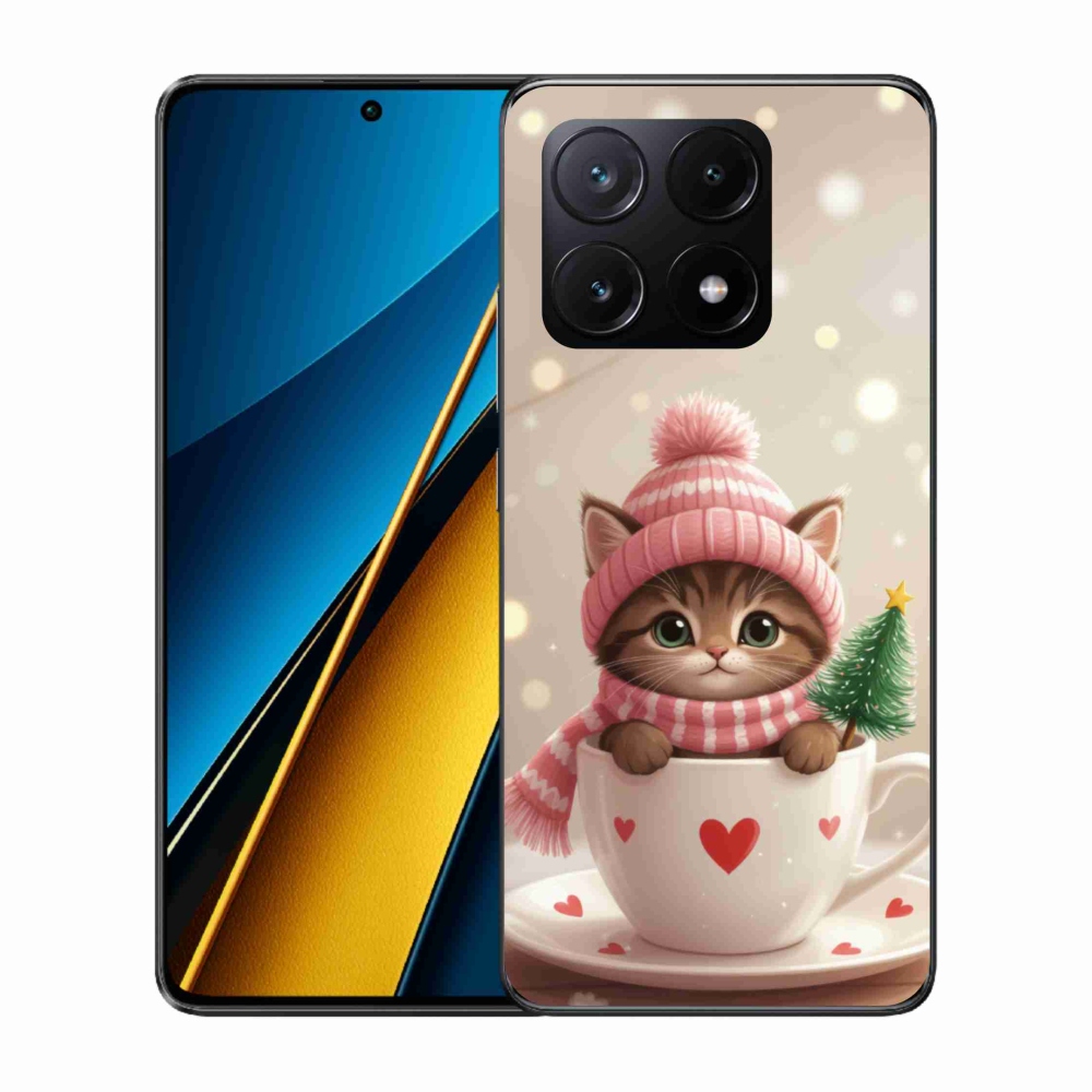 Gelový kryt mmCase na Xiaomi Poco X6 Pro 5G - vánoční kotě v hrnku