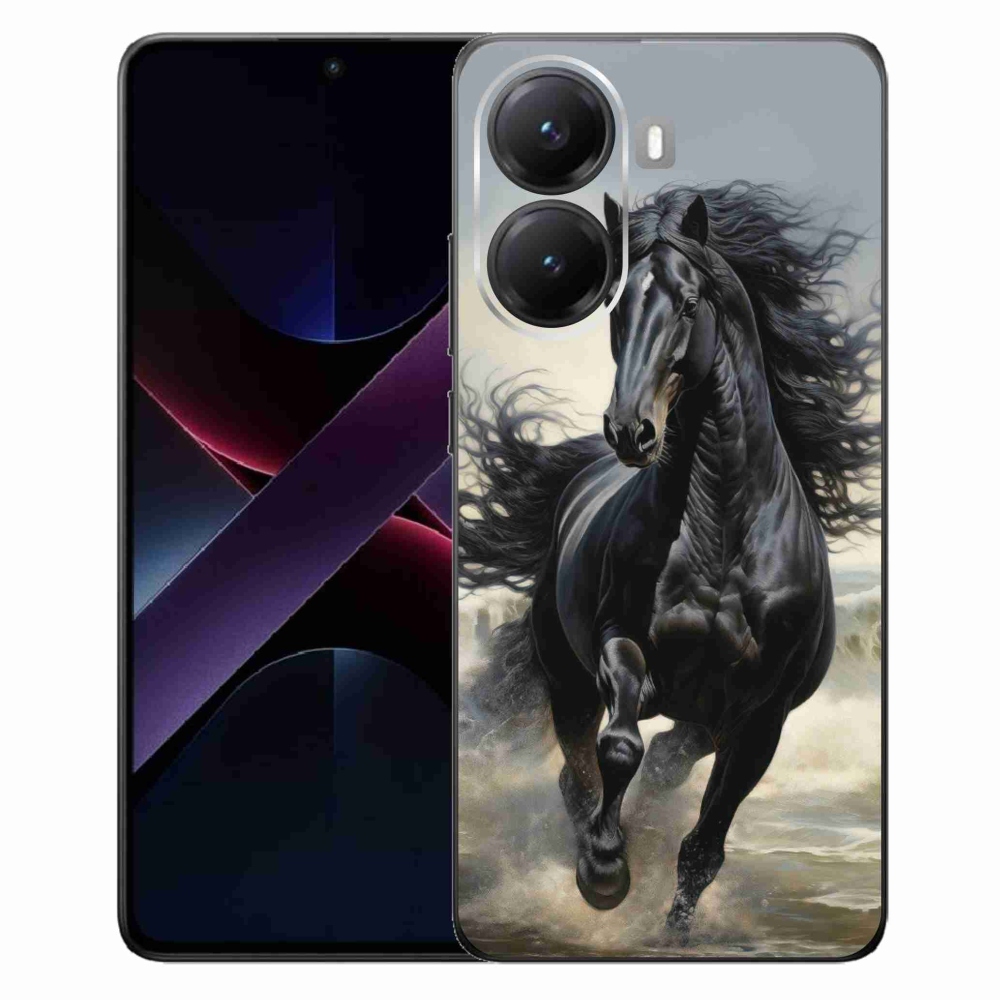 Gelový kryt mmCase na Xiaomi Poco X7 Pro 5G - běžící černý kůň