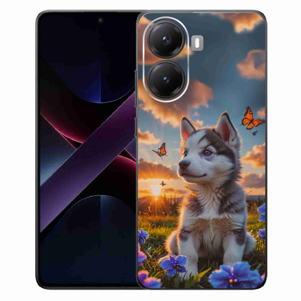 Gelový kryt mmCase na Xiaomi Poco X7 Pro 5G - husky při západu slunce