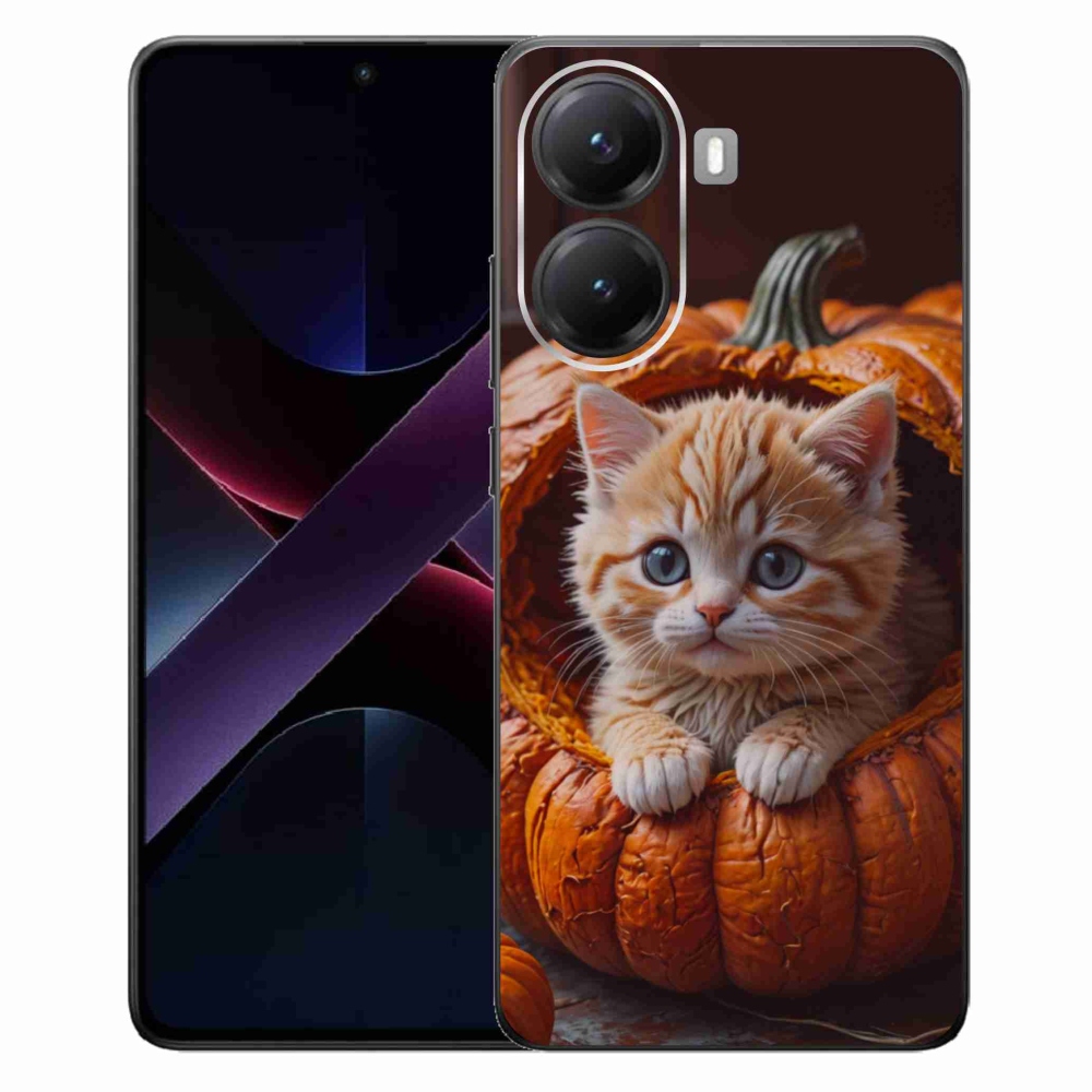 Gelový kryt mmCase na Xiaomi Poco X7 Pro 5G - kotě a dýně 2