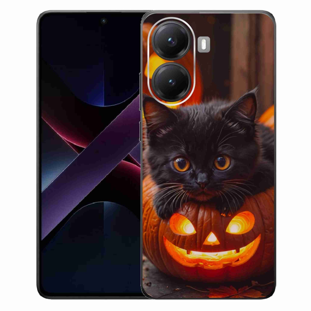 Gelový kryt mmCase na Xiaomi Poco X7 Pro 5G - kotě a dýně