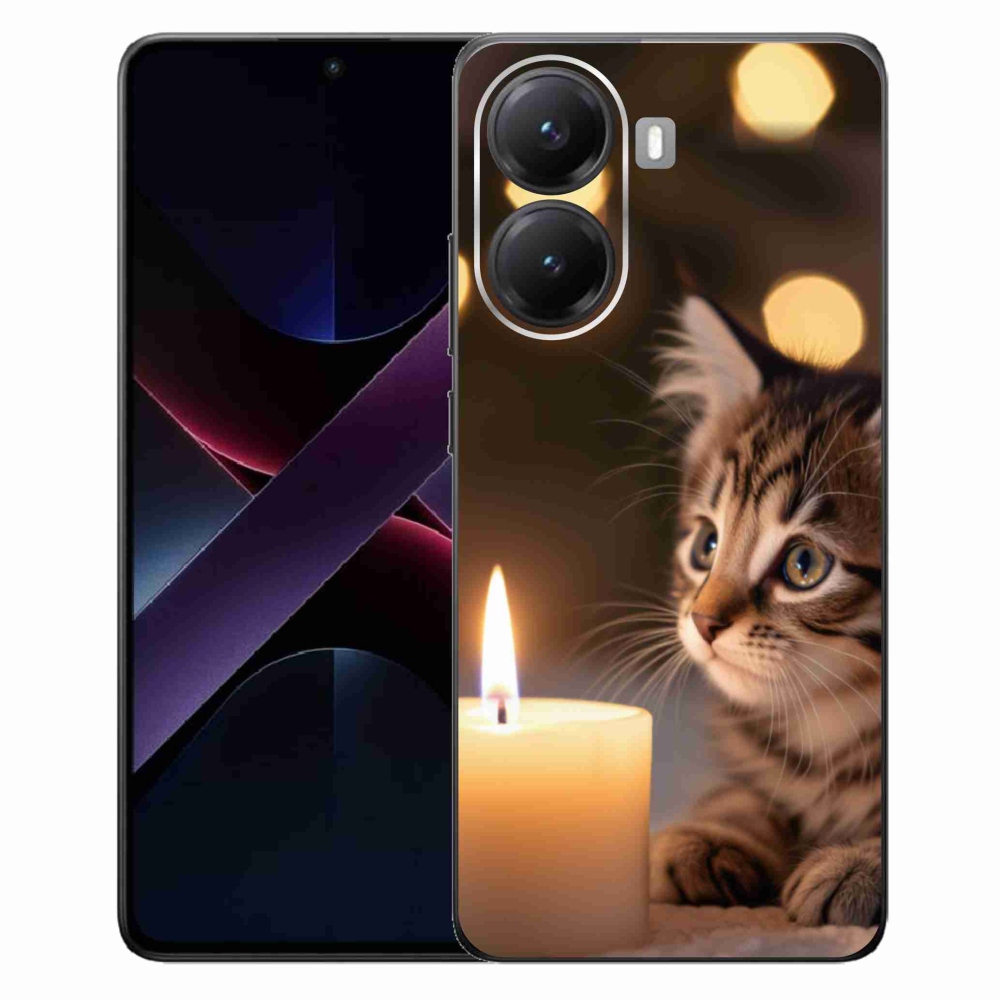 Gelový kryt mmCase na Xiaomi Poco X7 Pro 5G - kotě a svíčka