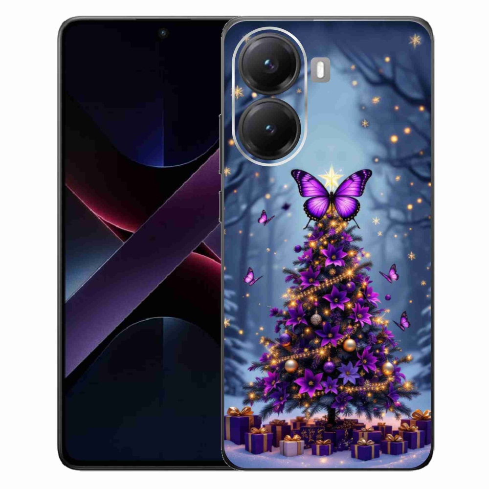 Gelový kryt mmCase na Xiaomi Poco X7 Pro 5G - motýlí vánoční stromek